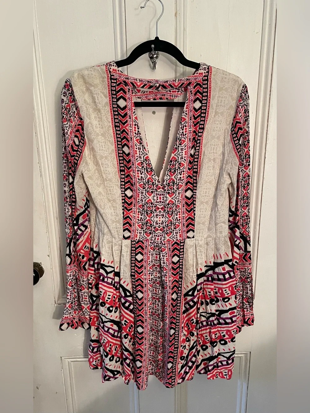 Free People Tegan Border Print Mini Dress Boho Festival Women's 6